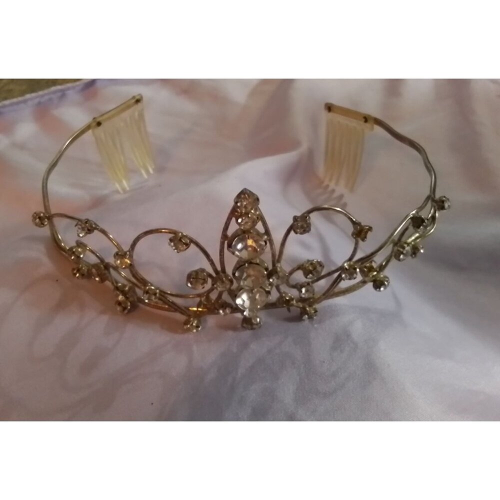 Vintage Rhinestone Bridal Tiara Hair Comb Elegant Formal Events & Weddings